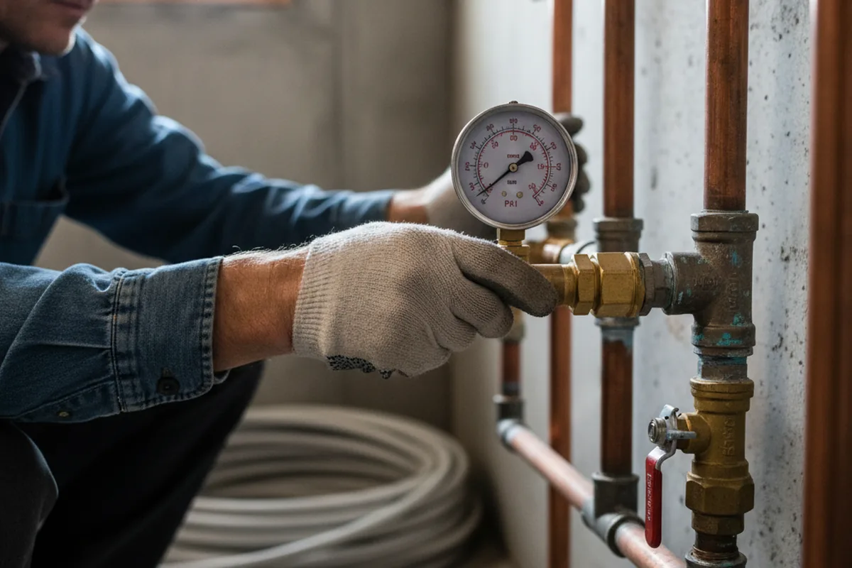 Pressure testing a repaired line during Water Line Repair in Dublin